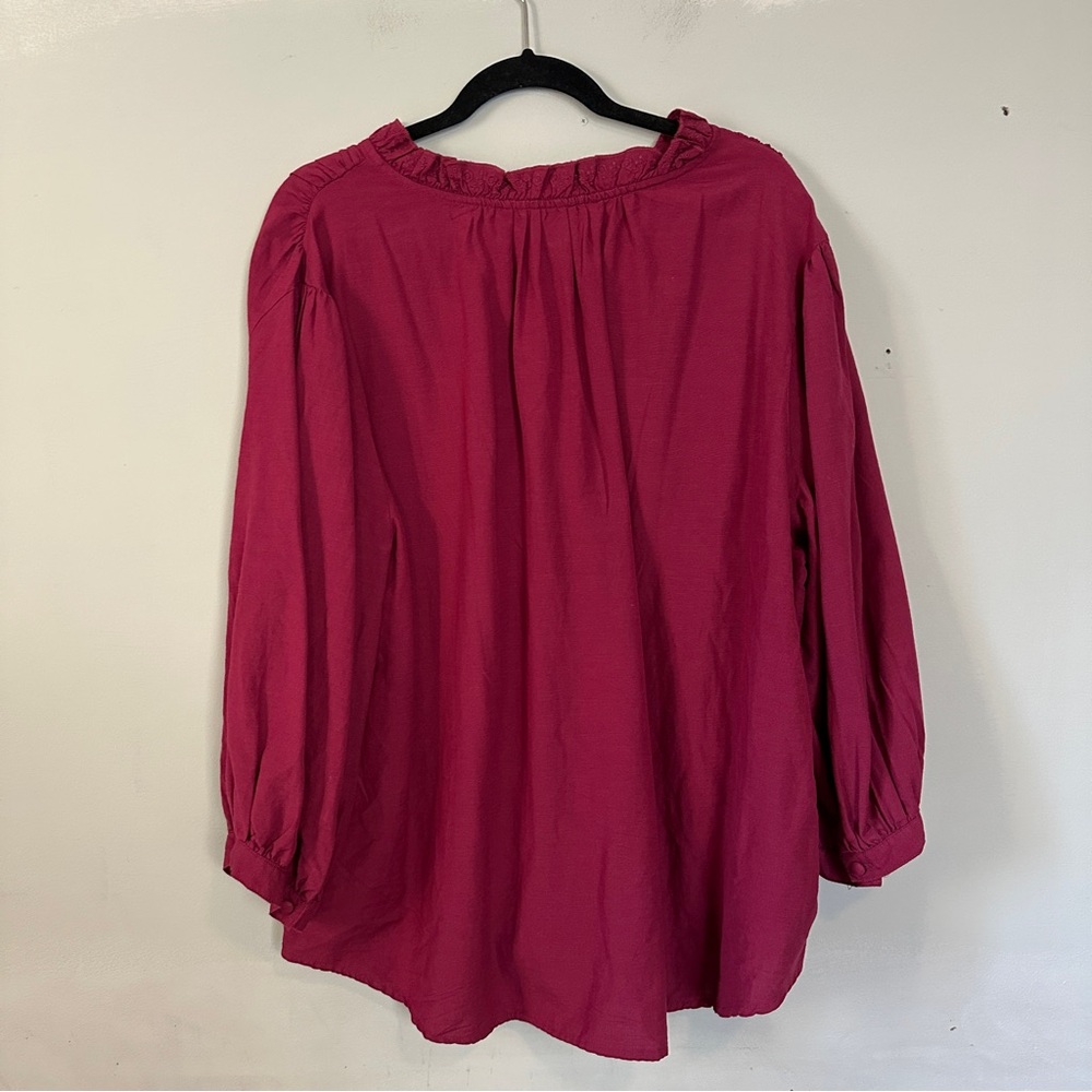 Kohls  LC Lauren Conrad Ruffle Blouse NEW 3X Wine Chalet - Picture 4 of 8